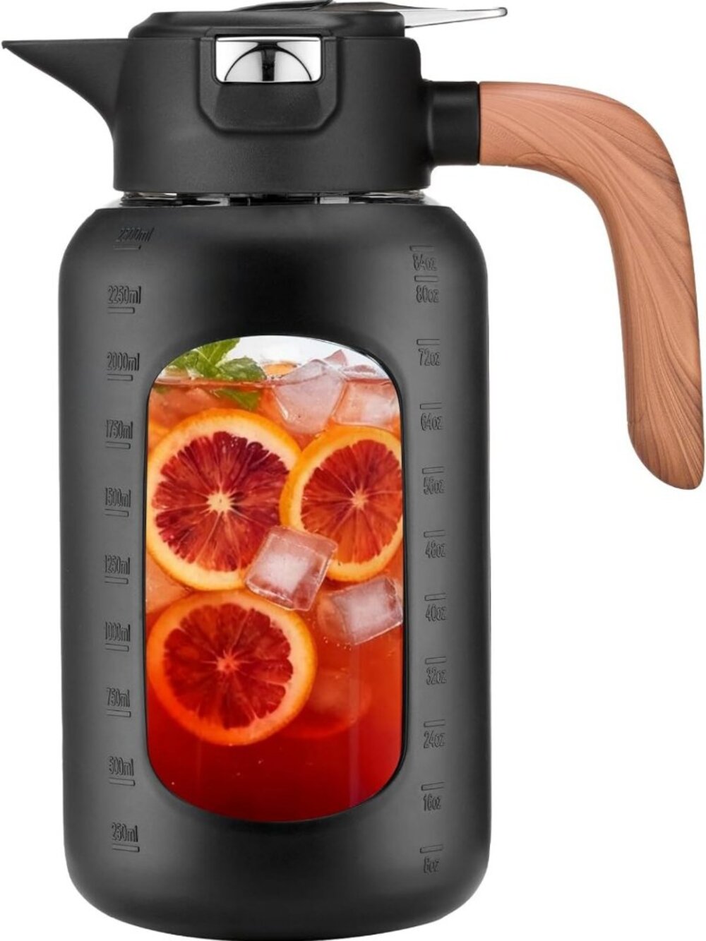 Large 84 oz Glass Pitcher with Lid & Handle - Ideal for Iced Tea, Juice